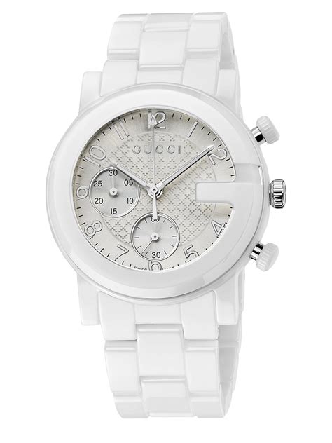 gucci watch white 101.3|Gucci watch white band.